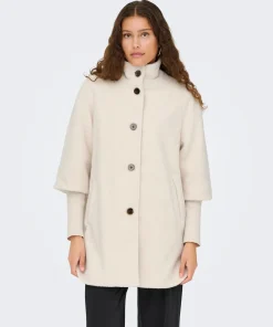 JDY ORCHID BOUCLE RIBBED COAT IN BIRCH COLOUR