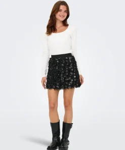ONLY PAOLA FEATHER SKIRT IN BLACK COLOUR