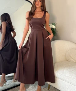 GIRL IN MIND ERICA DRESS IN BROWN COLOUR