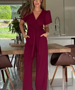 GIRL IN MIND DREW JUMPSUIT IN BERRY COLOUR