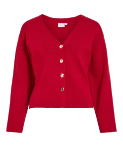 VILA SWAY CARDIGAN IN JESTER RED COLOUR