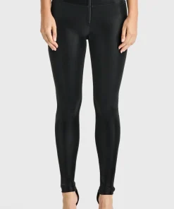 FREDDY 7/8 VELVET LEATHER HIGH RISE PANT IN BLACK