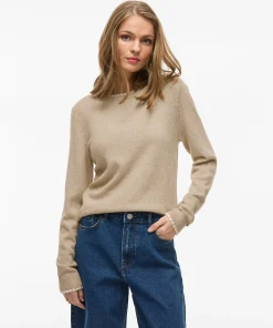 VILA RIL KNIT TOP IN NATURAL MELANGE COLOUR