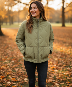 JDY NELLA SHORT QUILT JACKET IN DRIED HERB COLOUR