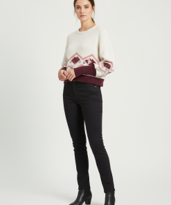 VILA RAKLA PULLOVER IN FIG AND OFF WHITE WITH SEQUINS