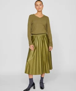 VILA NITBAN MIDI SKIRT IN OLIVE GREEN COLOUR