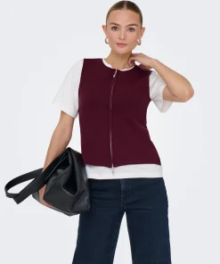JDY RILEY SL VEST KNIT MAROON