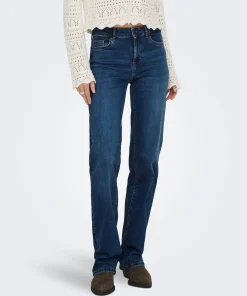 ONLY BLUSH STRAIGHT LEG JEANS DARK BLUE DENIM