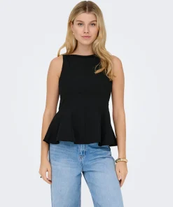 ONLY LUNITA PEPLUM TOP IN BLACK