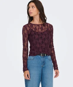 ONLY ALBA LACE TOP IN DECADENT CHOCOLATE