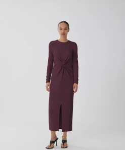 VILA CAVALINA MIDI DRESS IN FIG COLOUR
