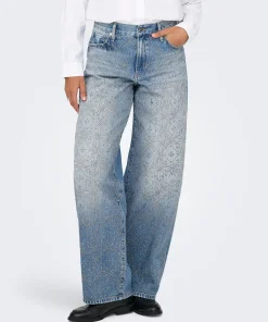 ONLY GIANNA RHINESTONE WIDE LEG JEANS