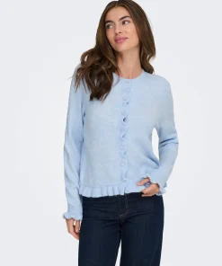 JDY LETTY FRILL CARDIGAN IN CASHMERE BLUE