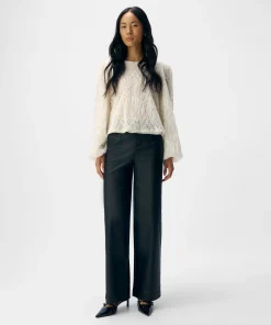 OBJECT MELBA LISA WIDE LEG TROUSERS IN BLACK LEATHER