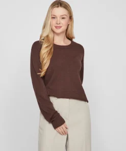 VILA RIL KNIT TOP IN BROWN COLOUR