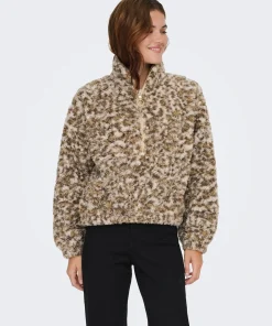 ONLY XENA TEDDY FLEECE HALF-ZIP TOP