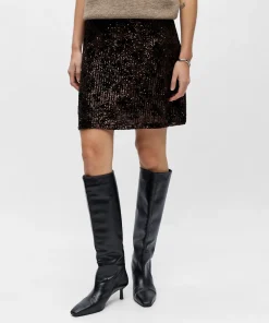 OBJECT EDEN MINI SKIRT IN BROWN SEQUINS