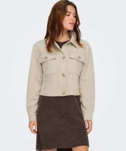 ONLY BELICIA FAUX SUEDE JACKET IN PUMICE STONE