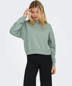 ONLY BEST CREW NECK SWEAT TOP IN JADEITE GREEN