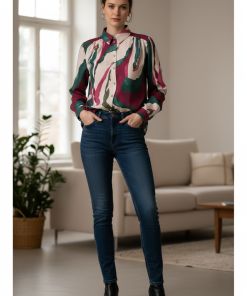 VILA JANA JIN  BLOUSE IN GREEN / FIG PRINT