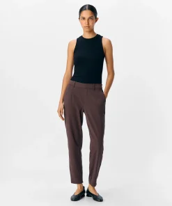 OBJECT LISA SLIM LEG TROUSERS IN SEAL BROWN COLOUR