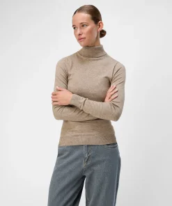 OBJECT THESS ROLLNECK KNIT PULLOVER IN TAUPE MELANGE