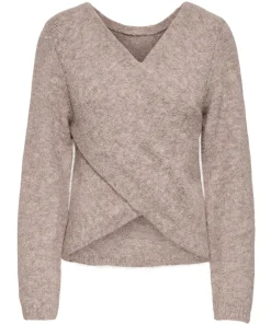 ONLY ZAGGIE REVERSIBLE KNIT TOP IN HUMUS MELANGE