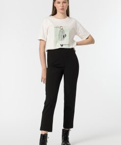 TIFFOSI RAVEN HIGH WAIST PLEATED TROUSERS IN BLACK