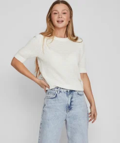 VILA DALO KNIT TOP IN WHITE ALYSSUM