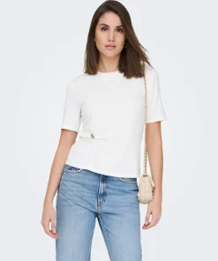 ONLY ELENA DETAIL T-SHIRT IN CREAM