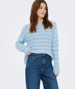 JDY ELLEN RAGLAN PULLOVER KNIT IN CASHMERE BLUE