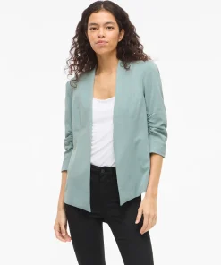 VILA HER 3/4 SLEEVE BLAZER IN BLUE SURF