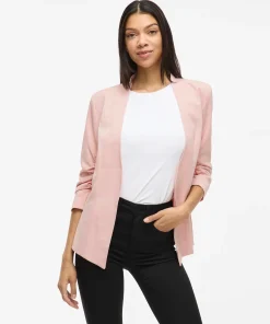 VILA HER 3/4 SLEEVE BLAZER IN MISTY ROSE