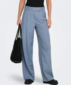 ONLY LINDA HIGH RISE STRAIGHT LEG TROUSERS IN VINTAGE INDIGO MELANGE