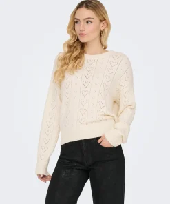 ONLY LISA STRUCTURED BOXY KNIT TOP IN WHITECAP GRAY