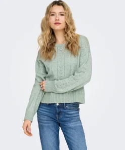ONLY LISA STRUCTURED BOXY KNIT TOP IN JADEITE MELANGE