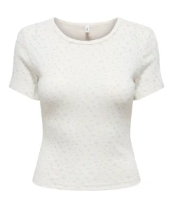 ONLY MADISON BABY TEE IN CREAM  BLUE FLOWER PRINT