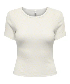 ONLY MADISON BABY TEE IN CREAM / YELLOW FLOWER PRINT