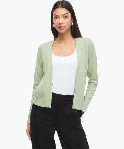 VILA RIL SHORT CARDIGAN IN SMOKE GREEN