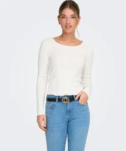 ONLY TENNA LONG SLEEVE TOP IN OFF WHITE