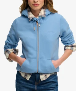SUPERDRY ESSENTIAL LOGO ZIPHOOD IN BLUEBELL