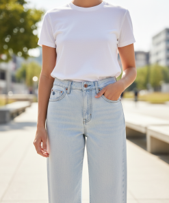 SUPERDRY MID RISE WIDE LEG JEANS IN LIGHT BLUE DENIM