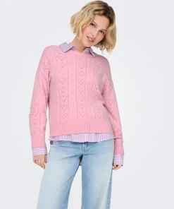 ONLY LISA STRUCTURED BOXY KNIT TOP IN ROMANCE ROSE