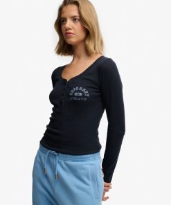 SUPERDRY ATHLETIC BUTTON DOWN TOP IN NAVY