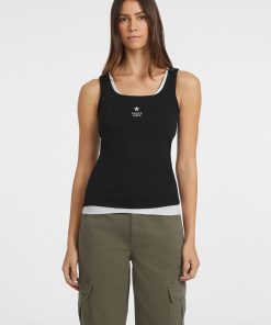 GUESS SLIM RIBBED TANK TOP IN BLACK