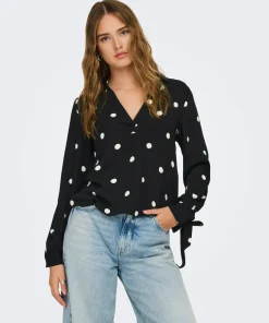 ONLY BELEM BOW TOP IN BLACK / WHITE POLKA DOT