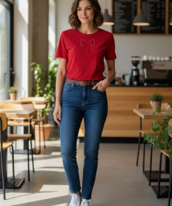 ONLY FLY SHORT SLEEVE TOP IN RED