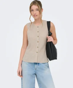 ONLY ILSE STRUCTURE VEST TOP IN SILVER LINING