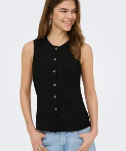ONLY ILSE STRUCTURE VEST TOP IN BLACK
