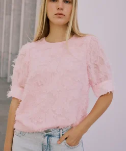 VILA LACILA 2/4 SLEEVE TOP IN CHERRY BLOSSOM